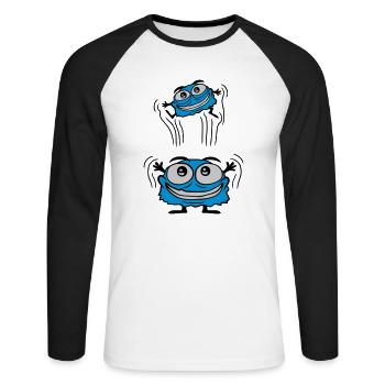 Papa Monster throws child - Unisex Long Sleeve Baseball T-Shirt - white/black - Front - Nik (191cm)