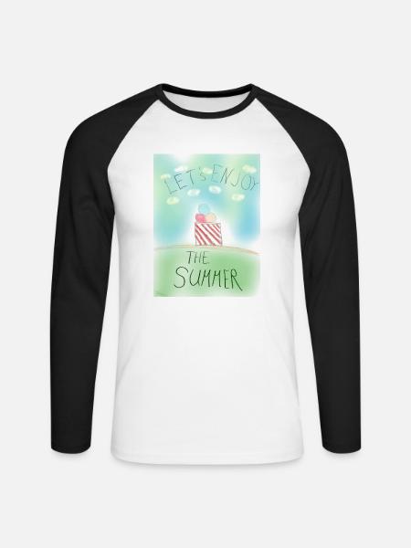 Lets enjoy the summer - Unisex Baseballshirt langarm - Weiß/Schwarz