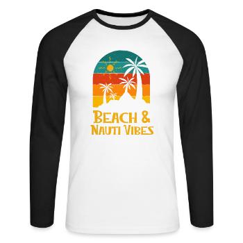Plage et Nauti Vibes Dictons d’été Tropical - T-shirt baseball manches longues Homme - blanc/noir - Devant - Nik (191cm)