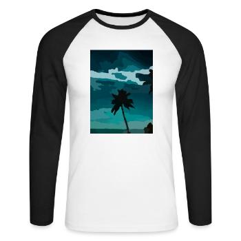 palm - Unisex Baseballshirt langarm - Weiß/Schwarz - Vorne - Nik (191cm)