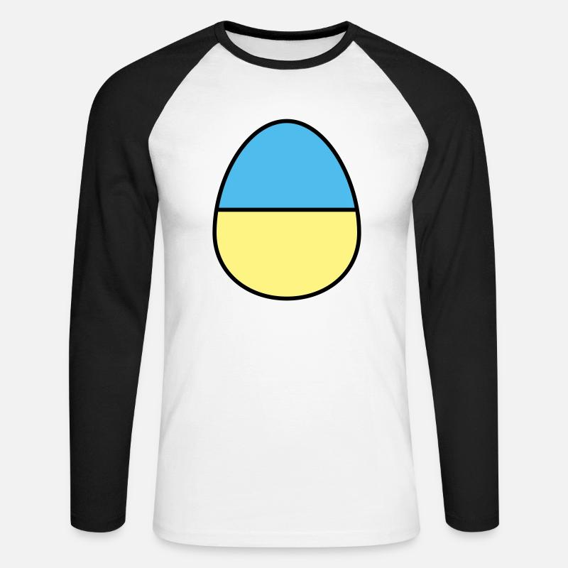 Osterei farbig - Unisex Baseballshirt langarm - Weiß/Schwarz