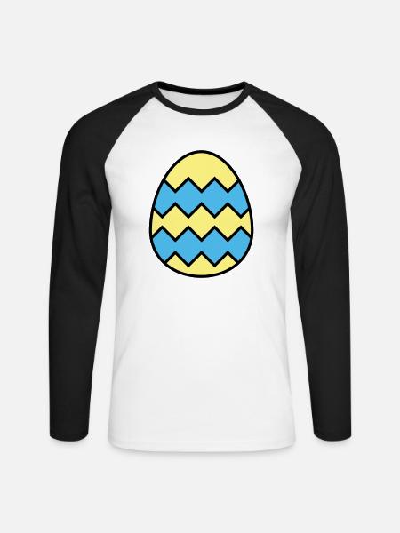 Easter egg jagged - Unisex Long Sleeve Baseball T-Shirt - white/black