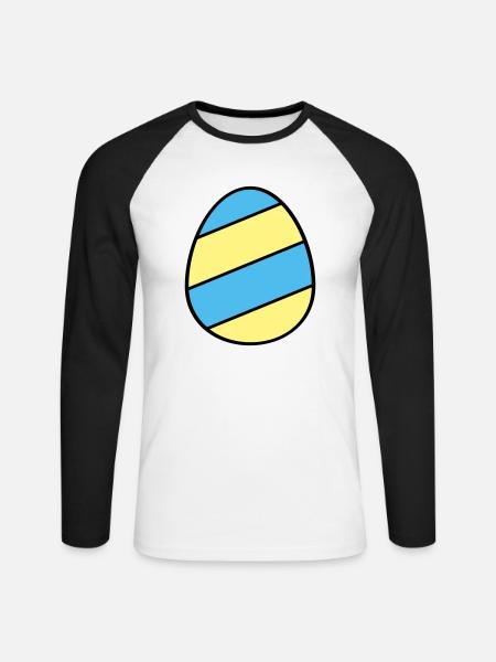 Easter egg striped - Unisex Long Sleeve Baseball T-Shirt - white/black