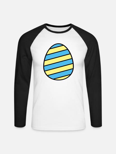 Osterei farbenfroh - Unisex Baseballshirt langarm - Weiß/Schwarz