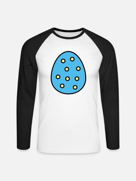 Osterei gepunktet - Unisex Baseballshirt langarm - Weiß/Schwarz