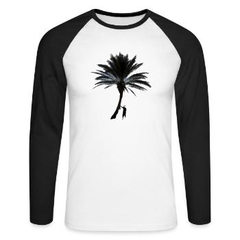 Palme - Unisex Baseballshirt langarm - Weiß/Schwarz - Vorne - Nik (191cm)