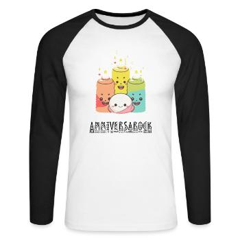 Anniversarock - T-shirt baseball manches longues Homme - blanc/noir - Devant - Nik (191cm)