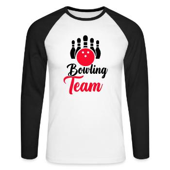 bowling team - Unisex Baseballshirt langarm - Weiß/Schwarz - Vorne - Nik (191cm)