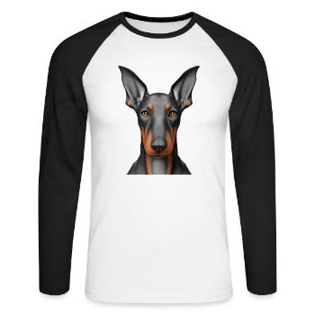Doberman Trainer Doberman Dog Doberman Puppy - Unisex Long Sleeve Baseball T-Shirt - white/black - Front - Nik (191cm)
