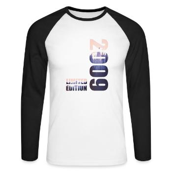 2009 Limited Edition T-Shirt Geburtstags Idee - Unisex Baseballshirt langarm - Weiß/Schwarz - Vorne - Nik (191cm)