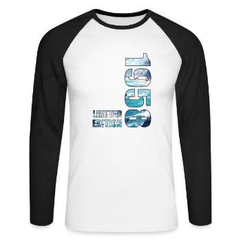 1958 Limited Edition T-Shirt Birthday Idea - Unisex Long Sleeve Baseball T-Shirt - white/black - Front - Nik (191cm)