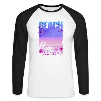 Vintage Flowers beach California retro garden USA - Unisex Long Sleeve Baseball T-Shirt - white/black - Front - Nik (191cm)