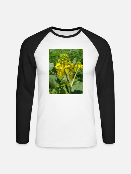Schwarzer Senf - Unisex Baseballshirt langarm - Weiß/Schwarz