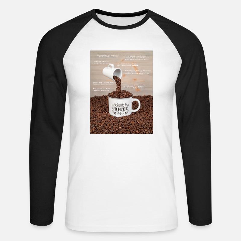 Eine Tasse Kaffee mit Sprüchen - Unisex Baseballshirt langarm - Weiß/Schwarz