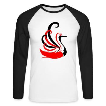 swan - Unisex Long Sleeve Baseball T-Shirt - white/black - Front - Nik (191cm)