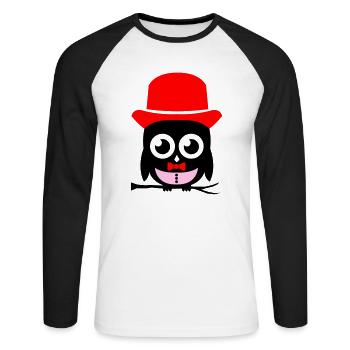 owl sir 02 copy - Unisex Long Sleeve Baseball T-Shirt - white/black - Front - Nik (191cm)