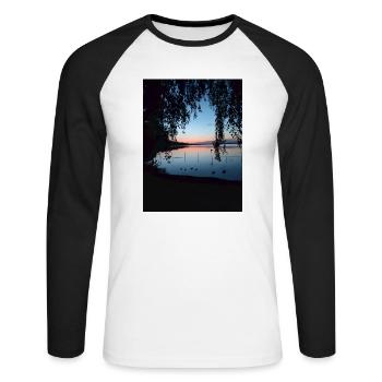 Sonnenuntergang - Unisex Baseballshirt langarm - Weiß/Schwarz - Vorne - Nik (191cm)