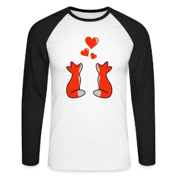 Foxes in Love 02 - Unisex Long Sleeve Baseball T-Shirt - white/black - Front - Nik (191cm)