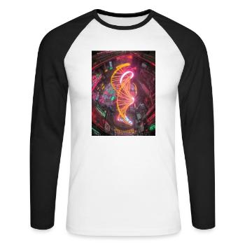 Neon-Stadt Neon City - Unisex Long Sleeve Baseball T-Shirt - white/black - Front - Nik (191cm)