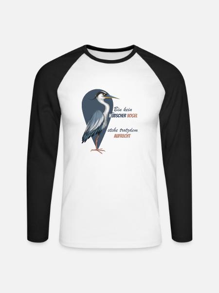 Bin kein hübscher Vogel - Unisex Baseballshirt langarm - Weiß/Schwarz