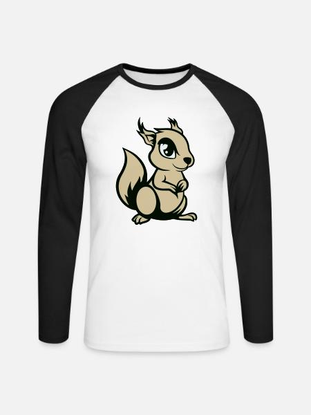 Squirrel Comic Animal - Unisex Long Sleeve Baseball T-Shirt - white/black