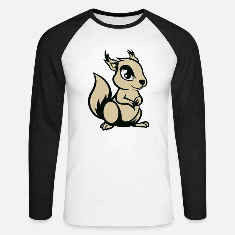 eichhörnchen comic tier - Unisex Baseballshirt langarm - Weiß/Schwarz