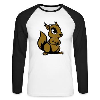 Écureuil Bande Dessinée Animal - T-shirt baseball manches longues Homme - blanc/noir - Devant - Nik (191cm)