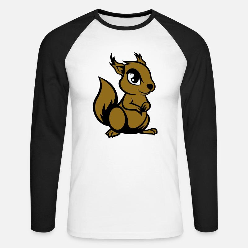 eichhörnchen comic tier - Unisex Baseballshirt langarm - Weiß/Schwarz