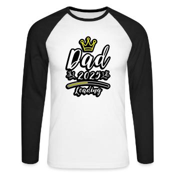 Dad 2025 Loading Papa Baby - Unisex Baseballshirt langarm - Weiß/Schwarz - Vorne - Nik (191cm)