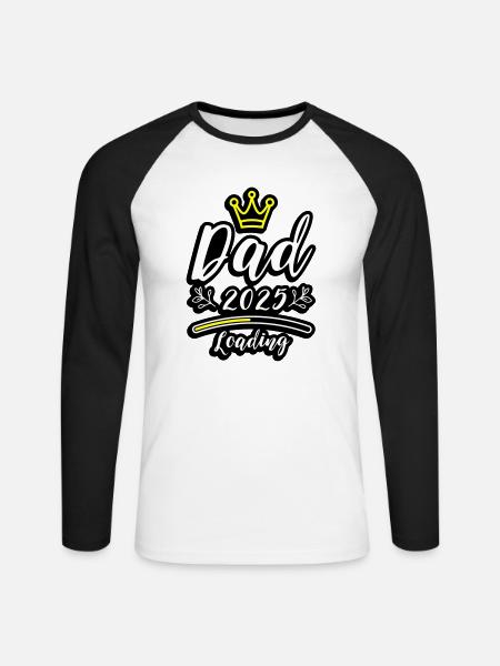 Dad 2025 Loading Papa Baby - Unisex Long Sleeve Baseball T-Shirt - white/black
