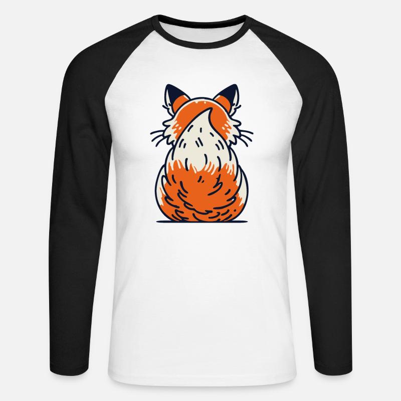 Fuchshinterteil mit Buschigem Schweif - Unisex Baseballshirt langarm - Weiß/Schwarz
