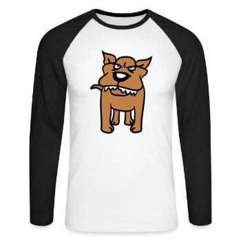 Dog, Monster, Evil, , Wolf, Sharp Teeth - Unisex Long Sleeve Baseball T-Shirt - white/black - Front - Nik (191cm)