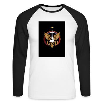 Emblème chrétien - T-shirt baseball manches longues Homme - blanc/noir - Devant - Nik (191cm)