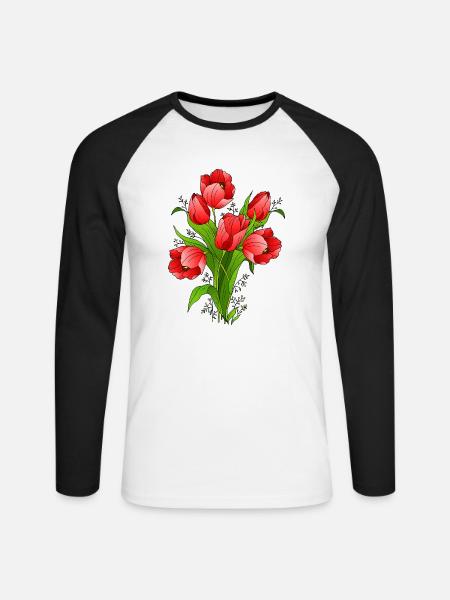 Blumen - Unisex Baseballshirt langarm - Weiß/Schwarz