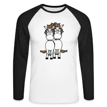 2 Chevaux Couple Drôle Couple Fou Amoureux - T-shirt baseball manches longues Homme - blanc/noir - Devant - Nik (191cm)