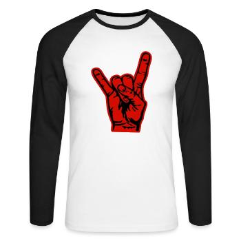 rock on - Unisex Long Sleeve Baseball T-Shirt - white/black - Front - Nik (191cm)