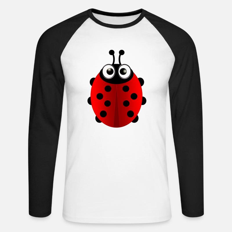 Marienkäfer (ladybug) 01 - Unisex Baseballshirt langarm - Weiß/Schwarz