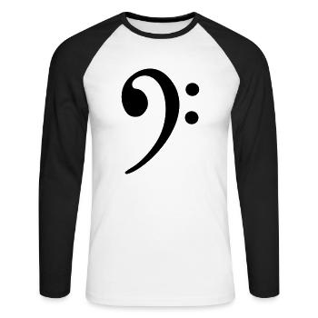 Bass Clef - Unisex Long Sleeve Baseball T-Shirt - white/black - Front - Nik (191cm)