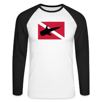 Requin-baleine - T-shirt baseball manches longues Homme - blanc/noir - Devant - Nik (191cm)