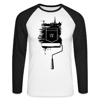 poche Louyz - T-shirt baseball manches longues Homme - blanc/noir - Devant - Nik (191cm)