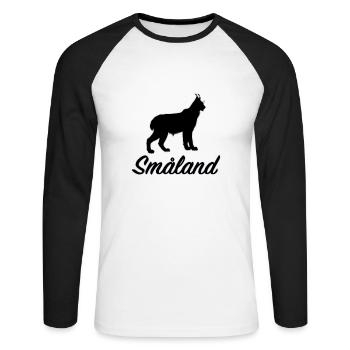 Småland Lynx Suède Région Suède Sud Aperçu - T-shirt baseball manches longues Homme - blanc/noir - Devant - Nik (191cm)