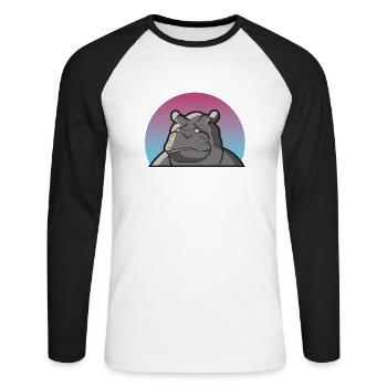 Hippo hippopotamus hippo pachyderm gift animal - Unisex Long Sleeve Baseball T-Shirt - white/black - Front - Nik (191cm)
