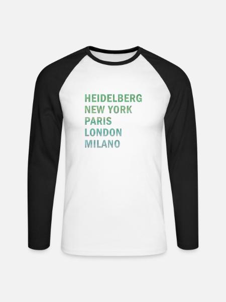Metropole Heidelberg - Unisex Baseballshirt langarm - Weiß/Schwarz