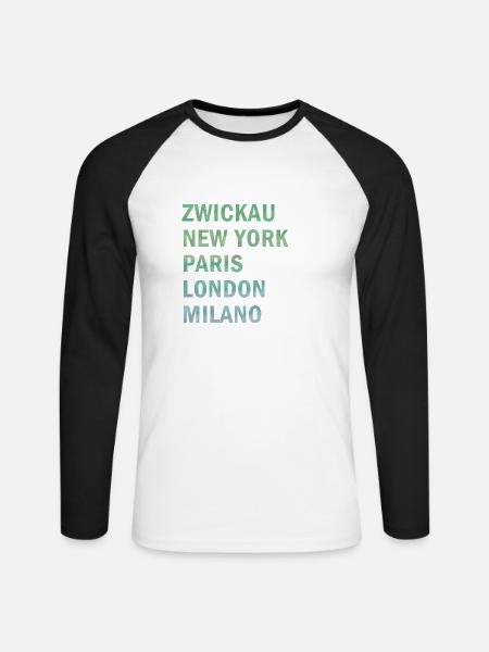 Metropole Zwickau - Unisex Baseballshirt langarm - Weiß/Schwarz