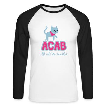 All Cats Are Beautiful - Unisex Long Sleeve Baseball T-Shirt - white/black - Front - Nik (191cm)