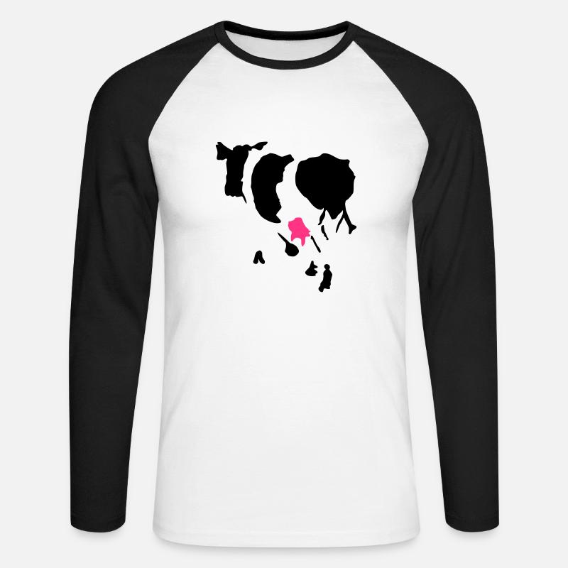 Die Kuh - Unisex Baseballshirt langarm - Weiß/Schwarz