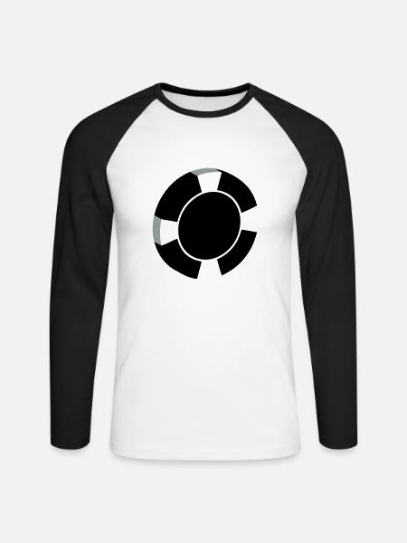 Poker Poker-Chip - Unisex Baseballshirt langarm - Weiß/Schwarz