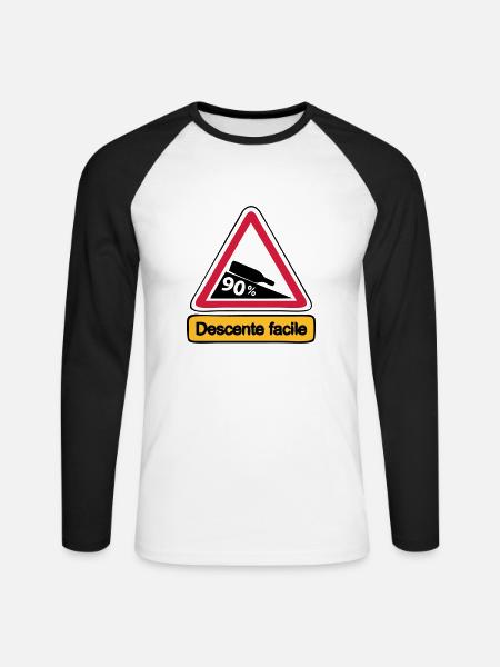 90 descent facile3 - Unisex Long Sleeve Baseball T-Shirt - white/black