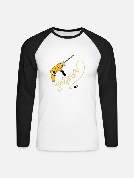 Girlpower - Unisex Baseballshirt langarm - Weiß/Schwarz