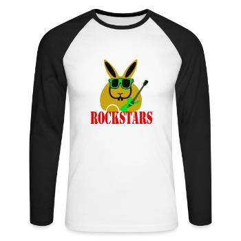 rabbit rockstars - Unisex Baseballshirt langarm - Weiß/Schwarz - Vorne - Nik (191cm)